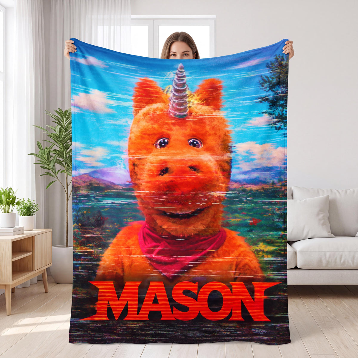 Personalized Halloween Buddy the Unicorn Flannel Blanket, Custom Name Throw for Kids, Spooky Season Fan Gifts, Unique Cozy Autumn Decor