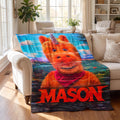 Personalized Halloween Buddy the Unicorn Flannel Blanket, Custom Name Throw for Kids, Spooky Season Fan Gifts, Unique Cozy Autumn Decor