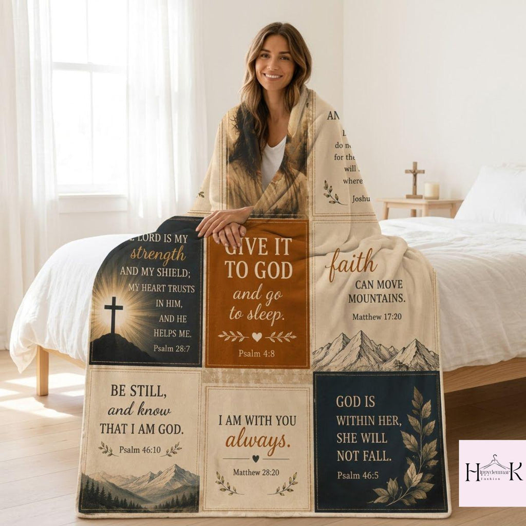 Christian Scripture Blanket, Floral Bible Verse Throw, Faith Fleece Blanket, Inspirational Religious Gift, Cozy Christian Gift For Her
