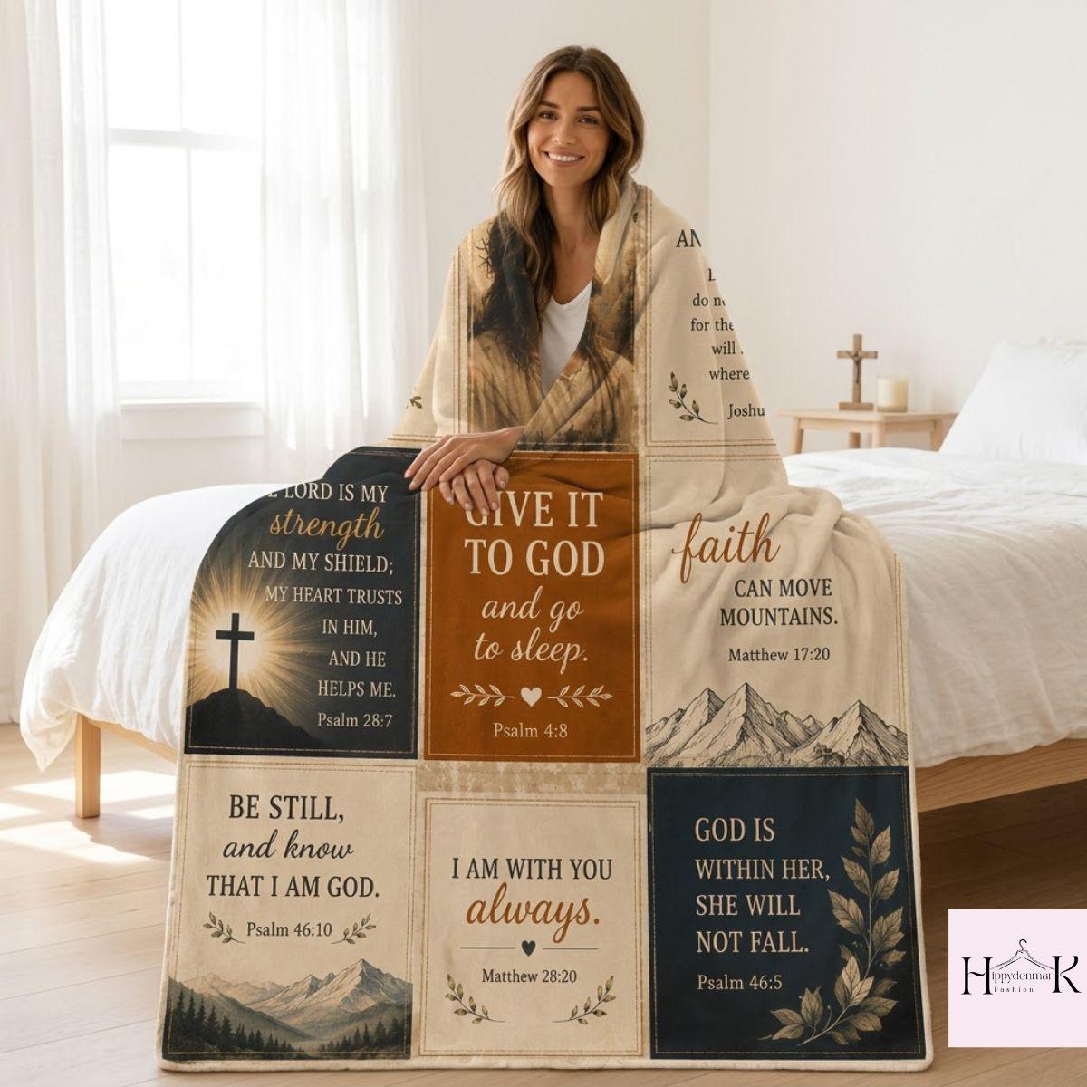 Christian Scripture Blanket, Floral Bible Verse Throw, Faith Fleece Blanket, Inspirational Religious Gift, Cozy Christian Gift For Her