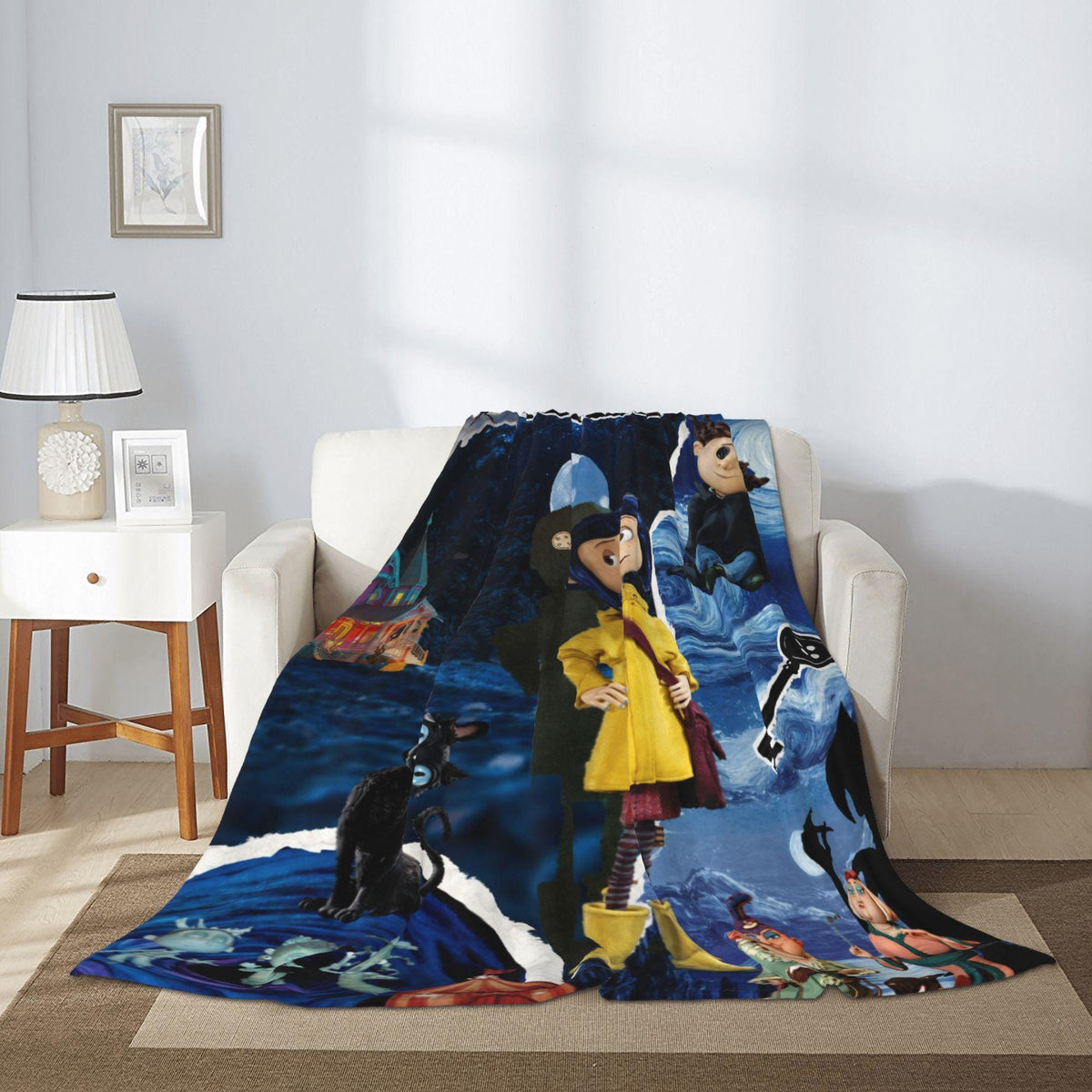 Personalized Spooky Kids Blanket, Custom Name Fleece Throw, Dark Fantasy Bedroom Decor, Halloween Gift for Kids, Cozy Movie Inspired Blanket