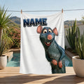 Personalized Chef Mouse Blanket Soft Throw, Kids Custom Name Cartoon Rat Character Bedding