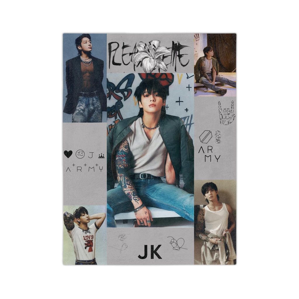 Jungkook Blanket, JK Velveteen Blanket, Golden Maknae, Kpop Blanket, Jeon Jungkook blanket, Army gift, gift for friend, Christmas gift.