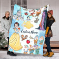 Personalized Snow White Blanket, Custom Name Disney Princess Throw Blanket, Evil Queen & Seven Dwarfs Cute Fleece Blanket Kids Gift