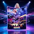 Personalized Gothic Cartoon Blanket, Custom Name Flannel Throw, Neon Demon Character Blanket, Dark Fantasy Gift for Teens