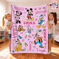 Personalized Disney Character Blanket, Custom Name Mickey Minnie Blanket,Mickey Mouse Family Blanket,Disney Gift, Personalized Throw Blanket