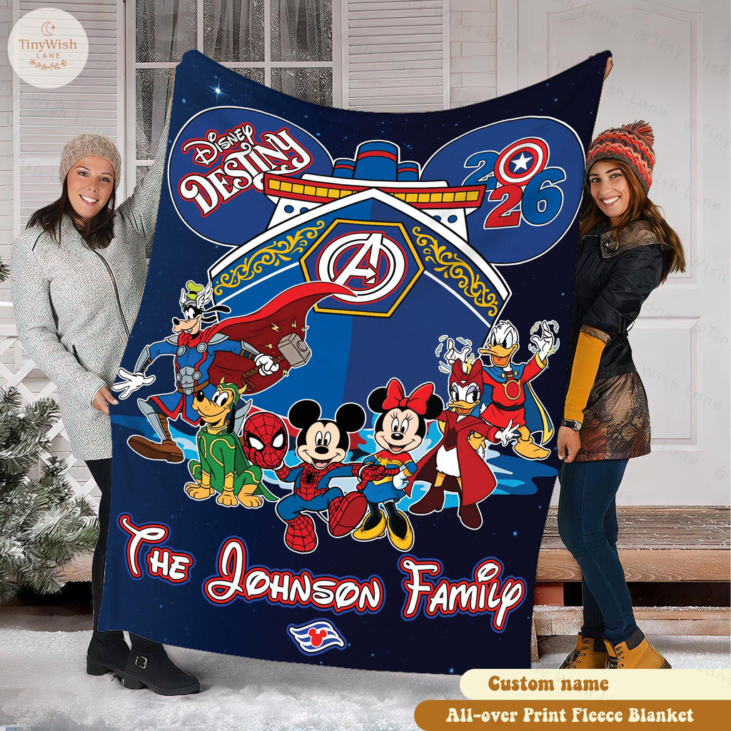 Personalized Disney Cruise Blanket, Custom Family Name Disney Cruise 2026 Gift, Disney Vacation Fleece Blanket, Cruise Family Trip Keepsake