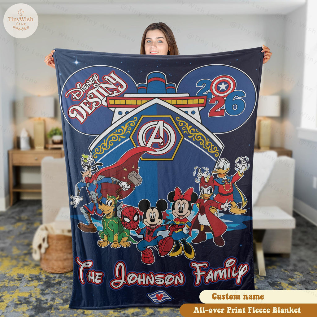 Personalized Disney Cruise Blanket, Custom Family Name Disney Cruise 2026 Gift, Disney Vacation Fleece Blanket, Cruise Family Trip Keepsake