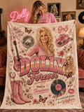 Dolly Parton Fleece Minky Sherpa Woven Blanket, Personalized Gift, Cozy Throw