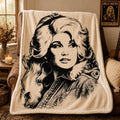 Dolly Parton Fleece Minky Sherpa Woven Blanket, Personalized Gift, Cozy Throw