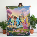 Personalized Disney Princess Blanket, Princess Character Blanket, Disneyland Baby Girl Trip Soft Throw, Snow White Elsa Aurora Blanket Gift