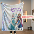 Personalized Disney Frozen Blanket Custom Name | Elsa Anna Olaf Girls Birthday Gift