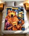 Personalized Bear Big Blue House Blanket Soft Throw Cozy Child Bedroom Present