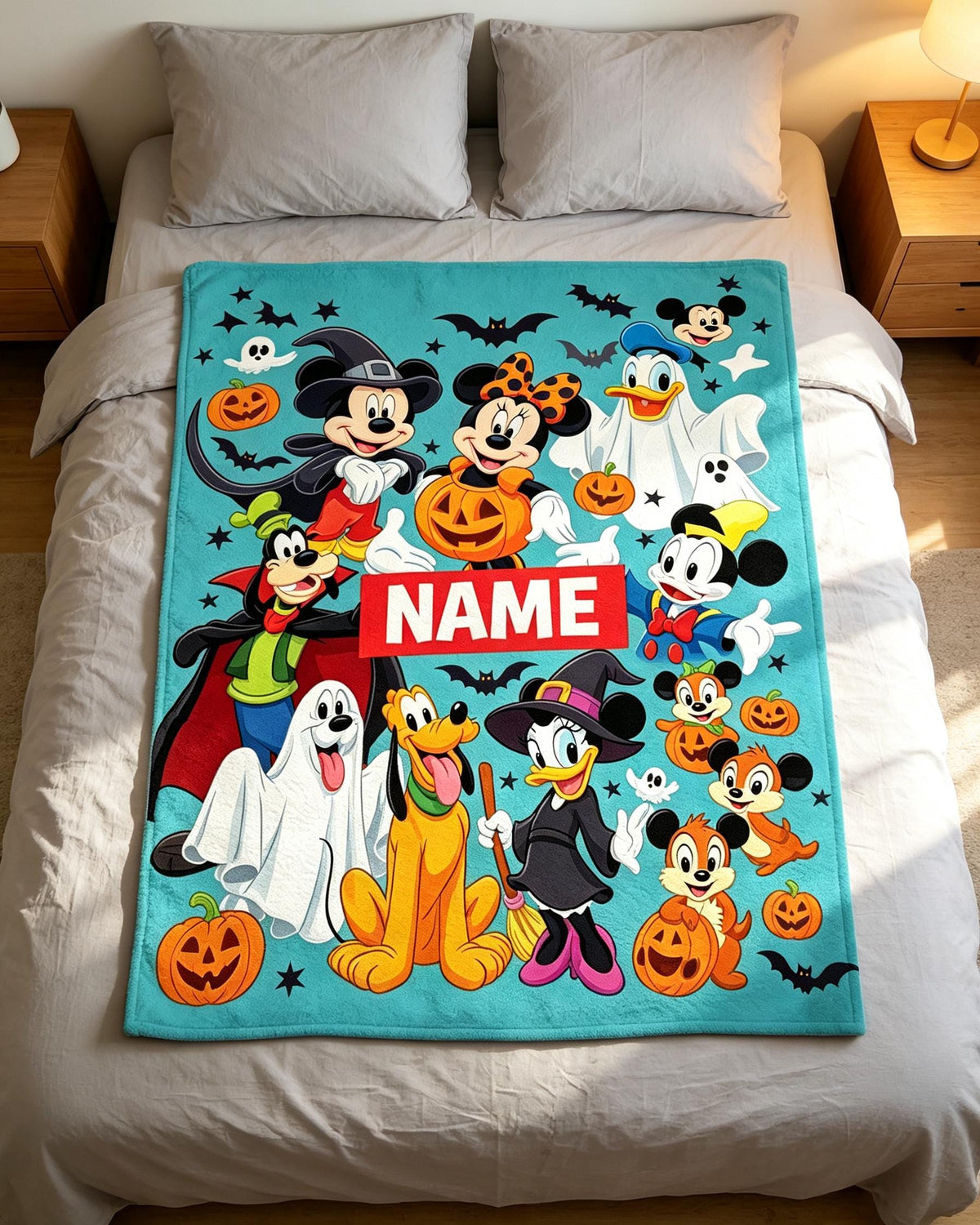 Custom Name Mickey Halloween Blanket Soft Throw Warm Plush Kid Keepsake Gift