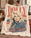 Dolly Parton Fleece Minky Sherpa Woven Blanket, Personalized Gift, Cozy Throw