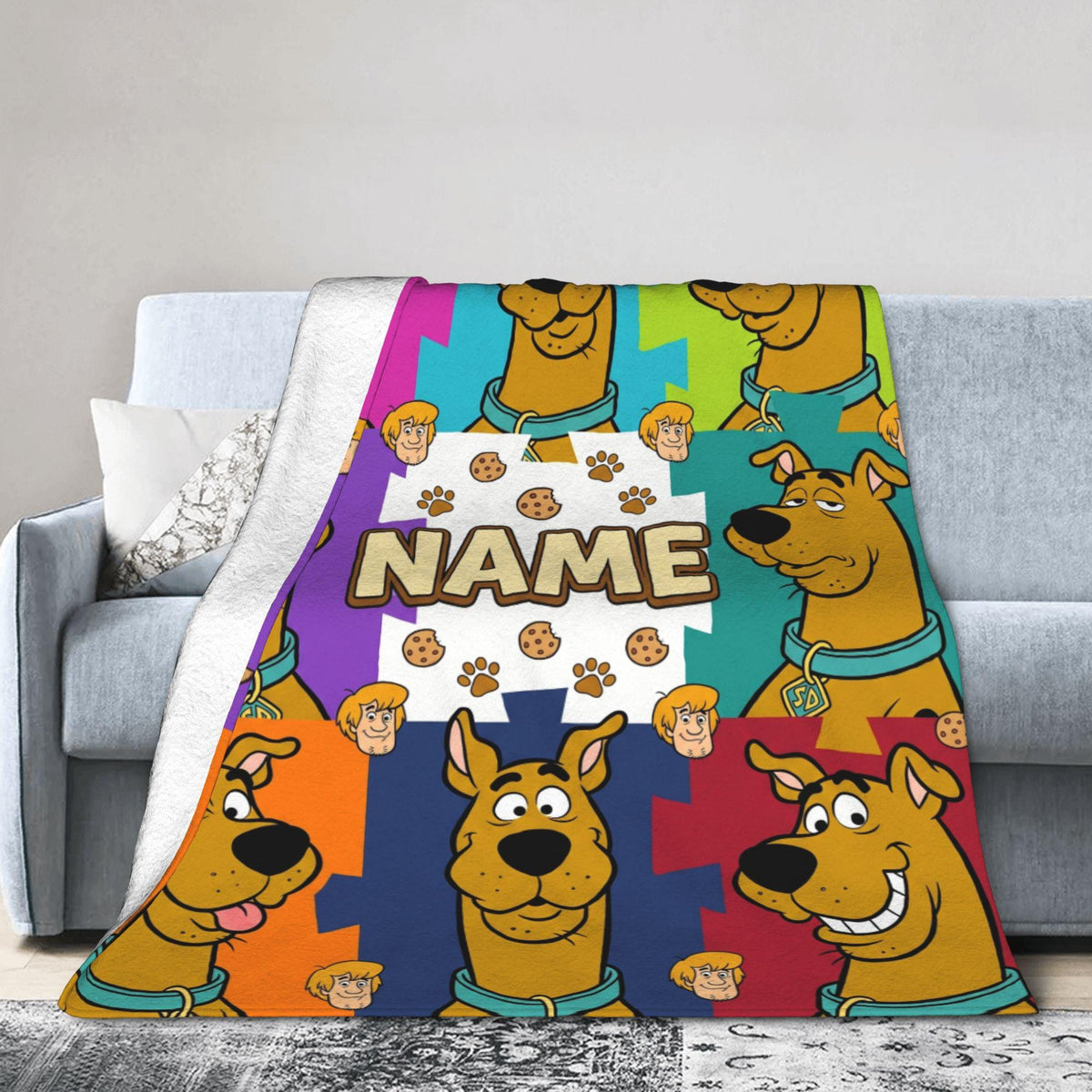 Personalized Dog Expressions Blanket, Custom Funny Face Throw, Kids Bedroom Bedding Decor, Birthday Gift for Son Daughter, Fleece Blanket