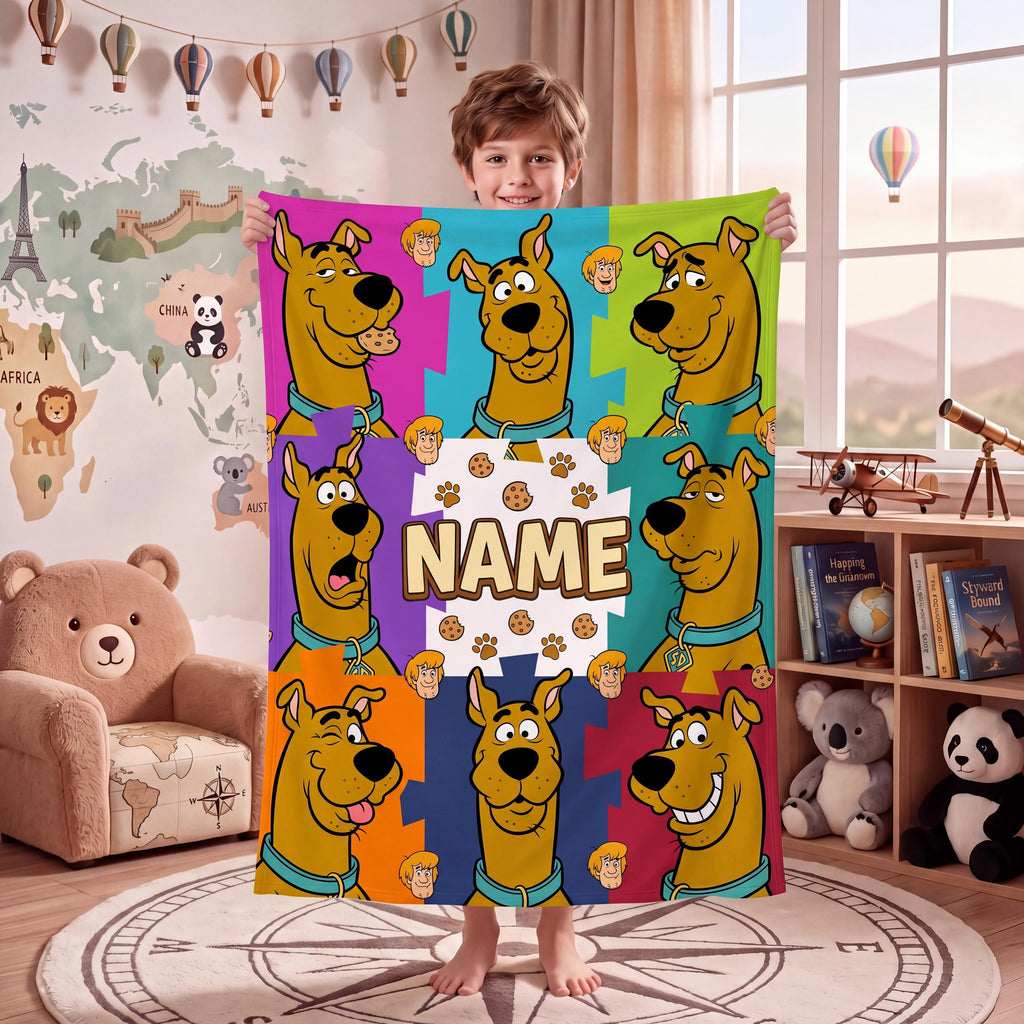Personalized Dog Expressions Blanket, Custom Funny Face Throw, Kids Bedroom Bedding Decor, Birthday Gift for Son Daughter, Fleece Blanket