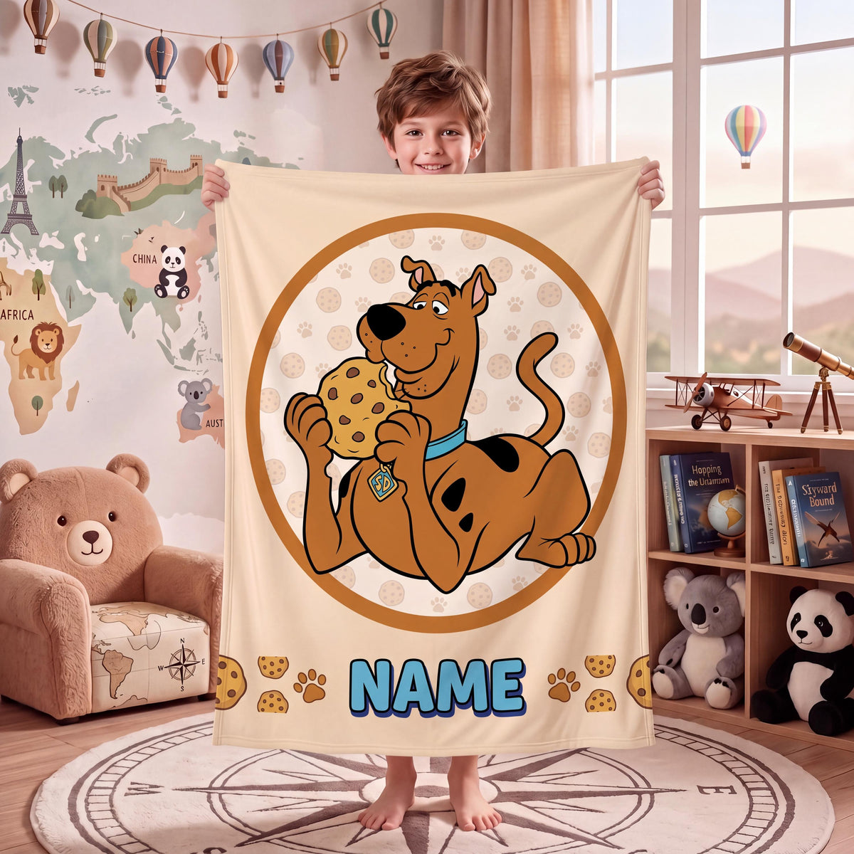 Personalized Giant Cookie Blanket, Custom Dog Throw, Cartoon Snack Bedding Decor, Birthday Gift for Kids Son Daughter, Cozy Fleece Blanket