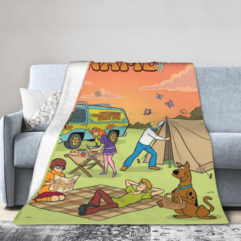 Personalized Camping Van Blanket, Custom Dog Throw, Camper Bedding Decor, Birthday Gift for Kids Son Daughter, Cozy Travel Fleece Blanket