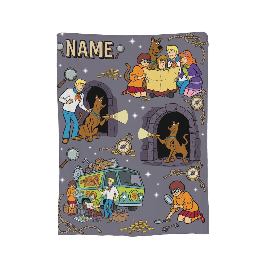 Personalized Detective Blanket, Custom Dog Throw, Mystery Clue Cartoon Bedding, Kids Room Decor, Birthday Gift for Son Daughter Fleece Throw