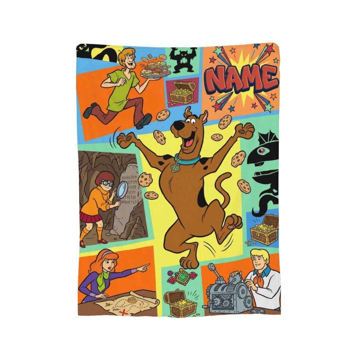 Personalized Snack Comic Blanket, Custom Dog Throw, Retro Cartoon Kids Bedding, Cozy Playroom Decor, Birthday Gift for Son Daughter Fleece