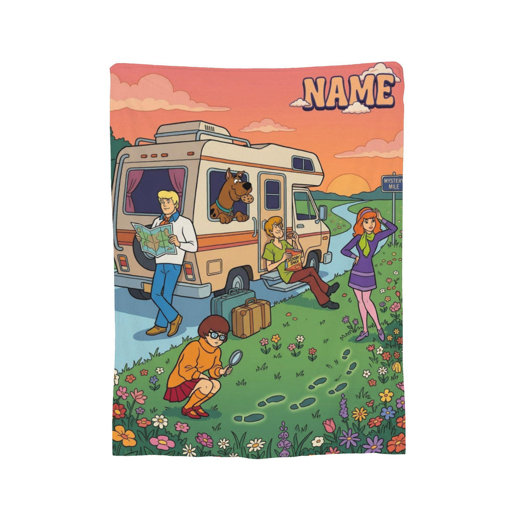 Personalized RV Camping Blanket, Custom Dog Throw, Camper Van Road Trip Bedding, Cozy Room Decor, Birthday Gift for Kids Son Daughter Fleece