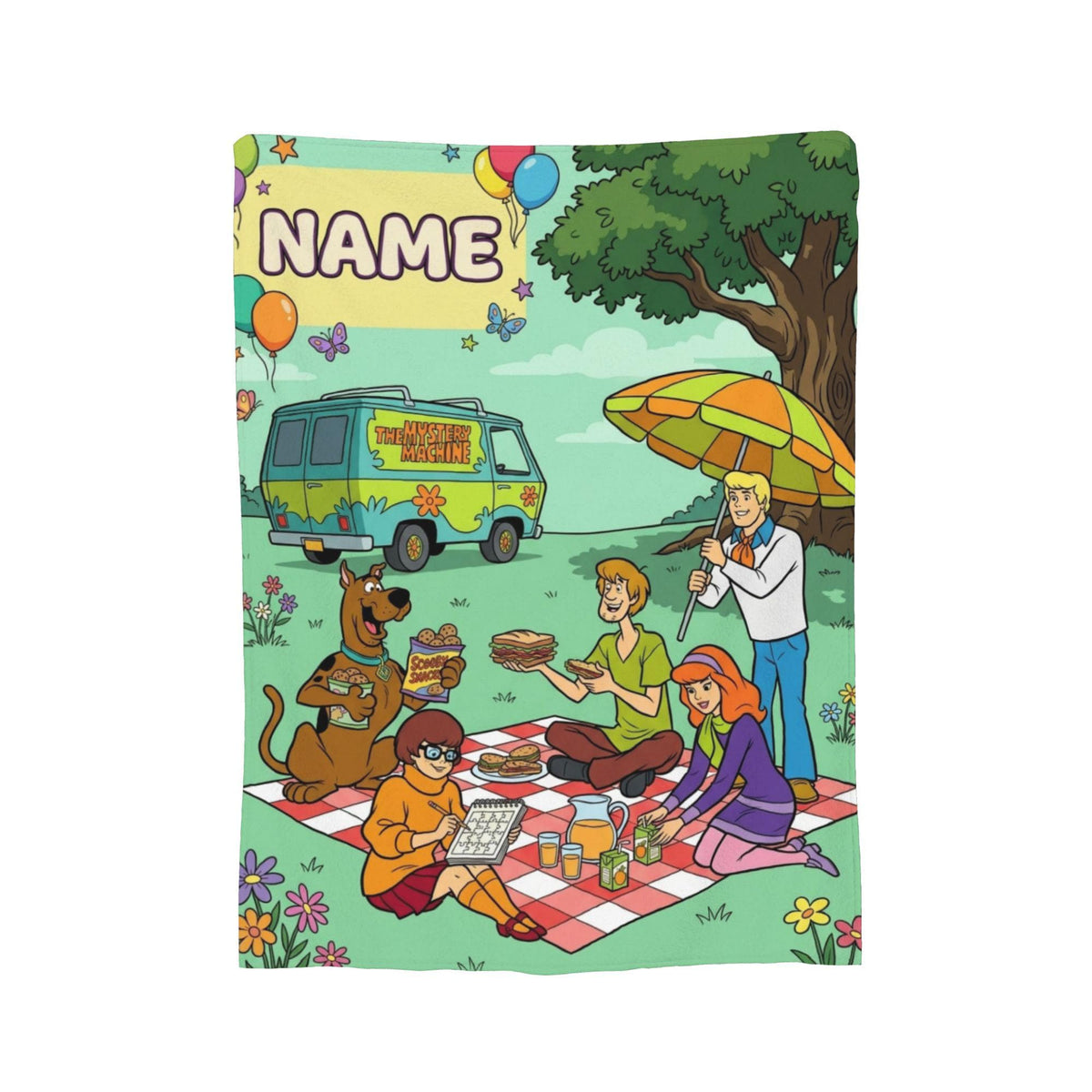 Personalized Picnic Blanket, Custom Dog Throw, Retro Cartoon Kids Bedding, Cozy Playroom Decor, Birthday Gift for Son Daughter Fleece Throw