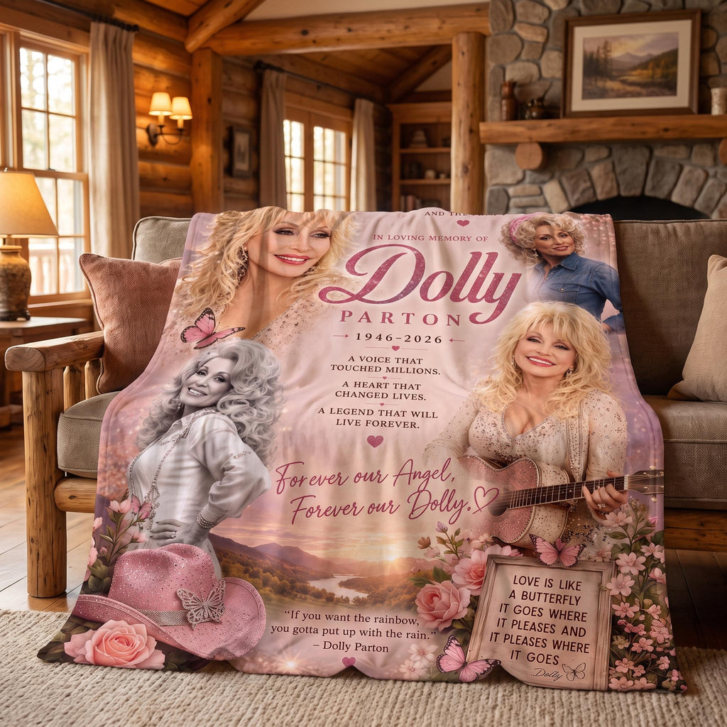 Dolly Parton Blanket, Pink Western Cowgirl Decor Throw Blanket, Retro Country Queen Aesthetic, Commemorative Gifts for Music Lovers
