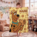 Personalized Dog Cookie Blanket, Custom Name Snack Throw, Retro Cartoon Kids Bedding Decor, Birthday Gift for Son Daughter, Fleece Throw