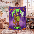 Personalized Halloween Mystery Blanket, Custom Dog Throw, Spooky Cartoon Room Decor, Cozy Birthday Gift for Kids Son, Fall Fleece Bedding