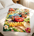 Custom Name Cars Movie Blanket Soft Throw, Lightning McQueen Toddler Fan Keepsake Gift