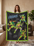 Personalized Ninja Turtles Chalkboard Style Custom Name Fleece Blanket