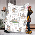 Custom Name Bambi Thumper Fleece Blanket, Personalized Cute Rabbit Throw Blanket, Soft Cozy Nursery Bedding Decor, Birthday Gift for Kids