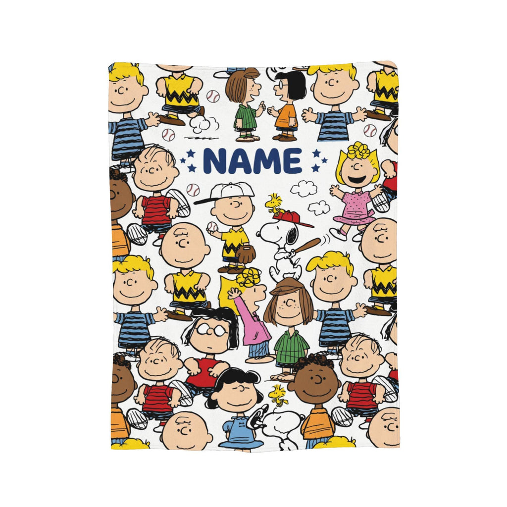 Personalized Comic Hound & Friends Flannel Blanket, Custom Name Retro Gang Throw, Wholesome Dog Bedding, Nostalgic Birthday Gift