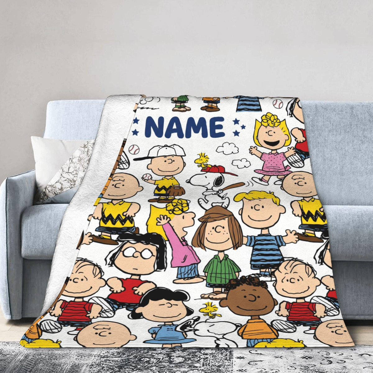 Personalized Comic Hound & Friends Flannel Blanket, Custom Name Retro Gang Throw, Wholesome Dog Bedding, Nostalgic Birthday Gift