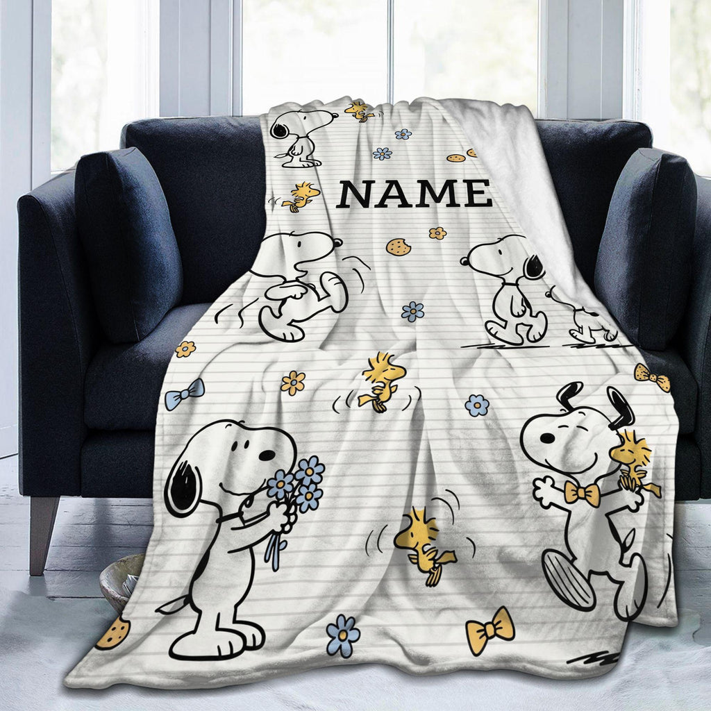 Personalized Sweet Cookies Hound Flannel Blanket, Custom Bakery Puppy Throw, Chocolate Chip Nursery Bedding, Cute Baby Shower Gift for Kids