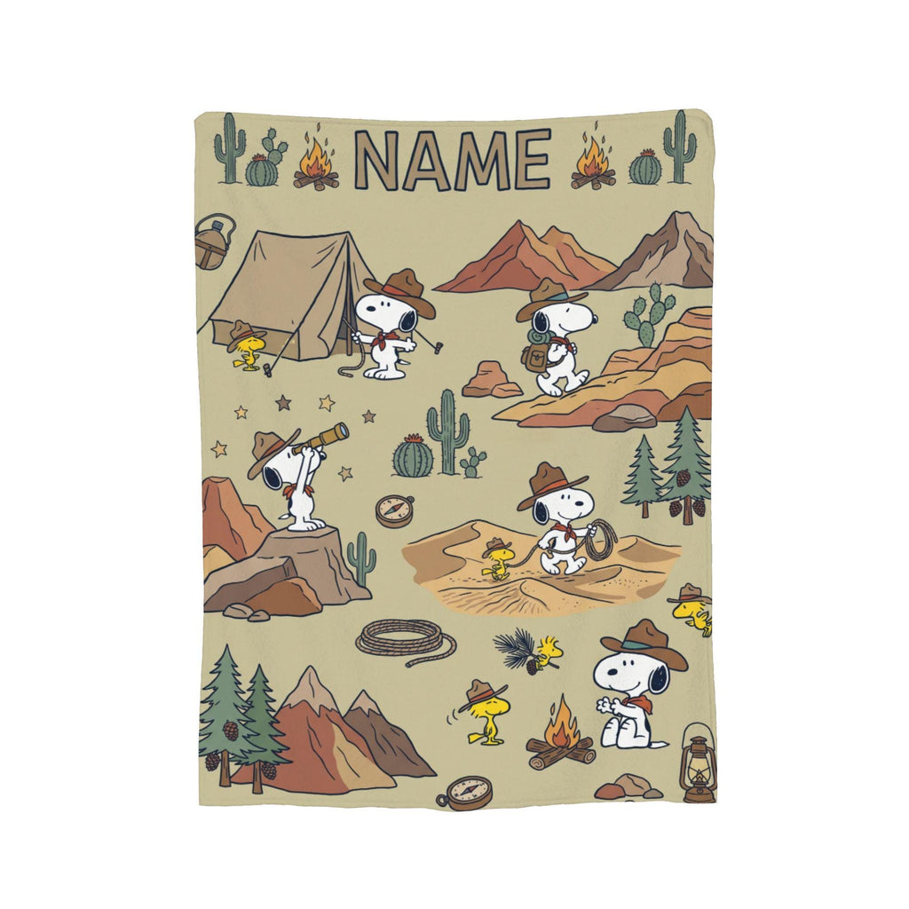 Personalized Scout Adventure Beagle Blanket, Custom Trail Leader Hound Throw, Mountain Forest Bedding, Outdoor Gift for Boy Girl Camper