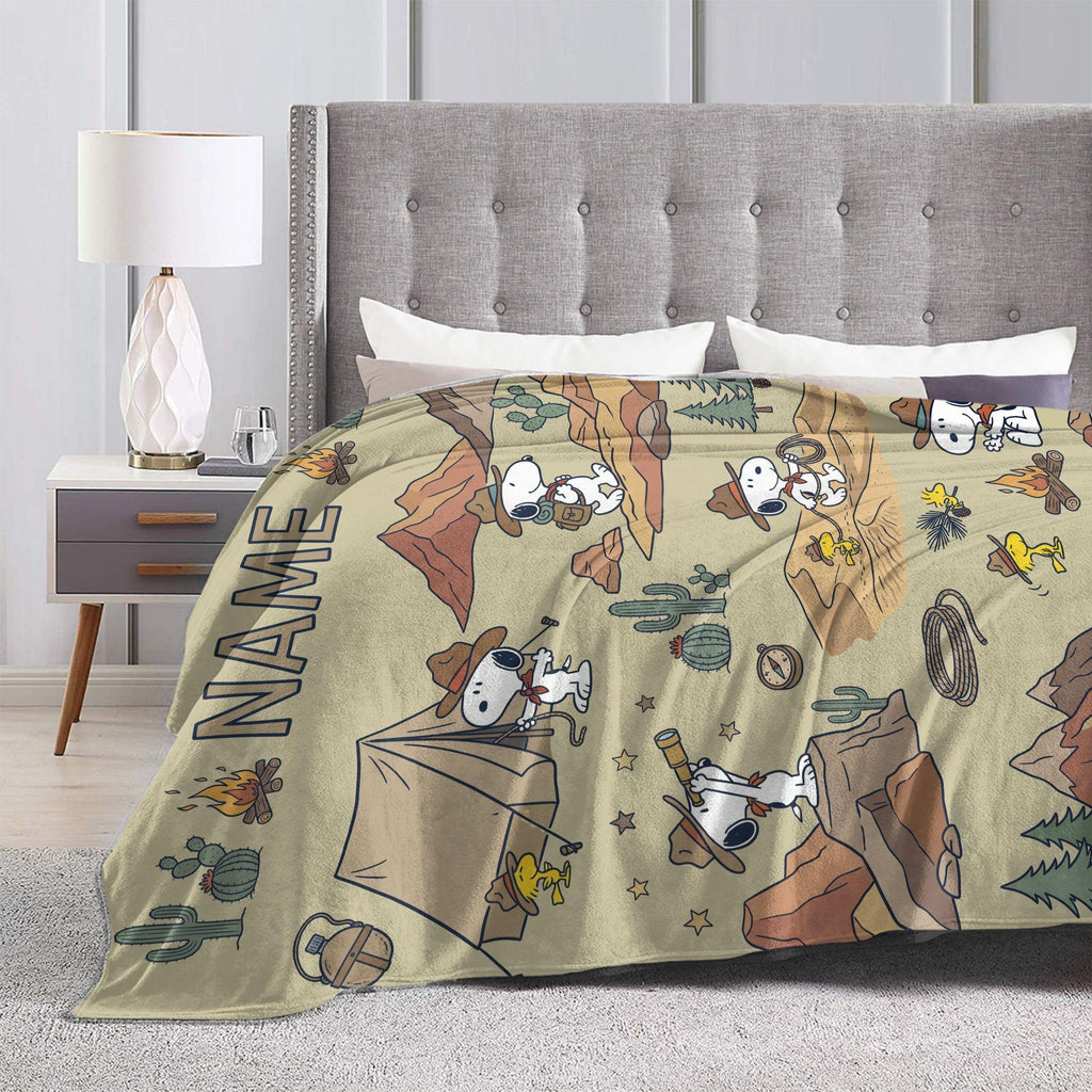 Personalized Scout Adventure Beagle Blanket, Custom Trail Leader Hound Throw, Mountain Forest Bedding, Outdoor Gift for Boy Girl Camper