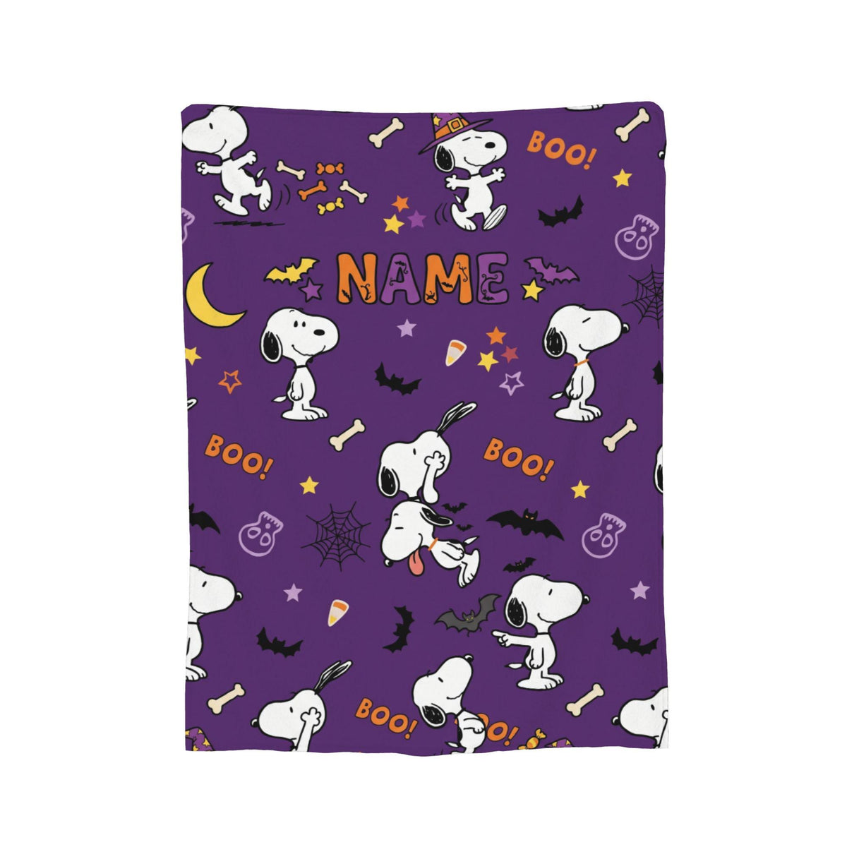 Personalized Halloween Ghost Hound Flannel Blanket, Custom Spooky Boo Comic Throw, Jack-O-Lantern Bedding, October Gift for Kids & Besties