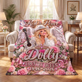 Personalized Dolly Parton Memorial Blanket, Country Queen Angel Flannel Throw Blanket, In Loving Memory Keepsake, Country Music Fan Gift