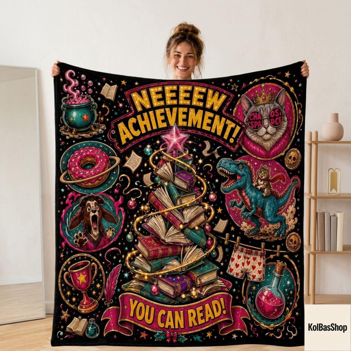 Custom Dungeon Crawler Carl Blanket, Princess Donut Blanket, Mongo Is Appalled, New Achievement LitRPG Gift, Personalized Reader Blanket