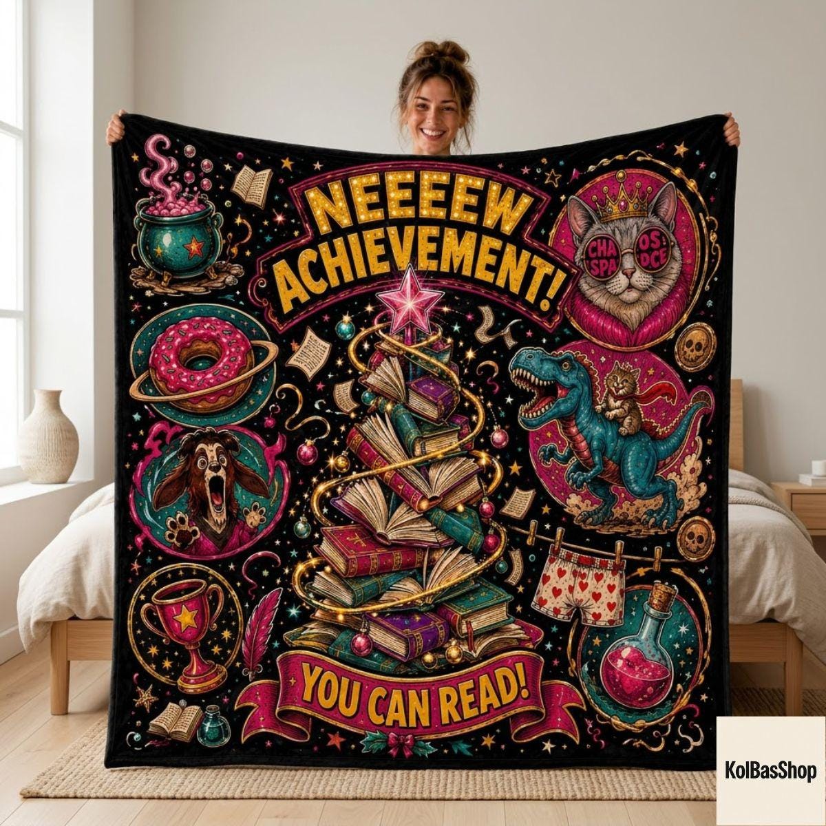 Custom Dungeon Crawler Carl Blanket, Princess Donut Blanket, Mongo Is Appalled, New Achievement LitRPG Gift, Personalized Reader Blanket