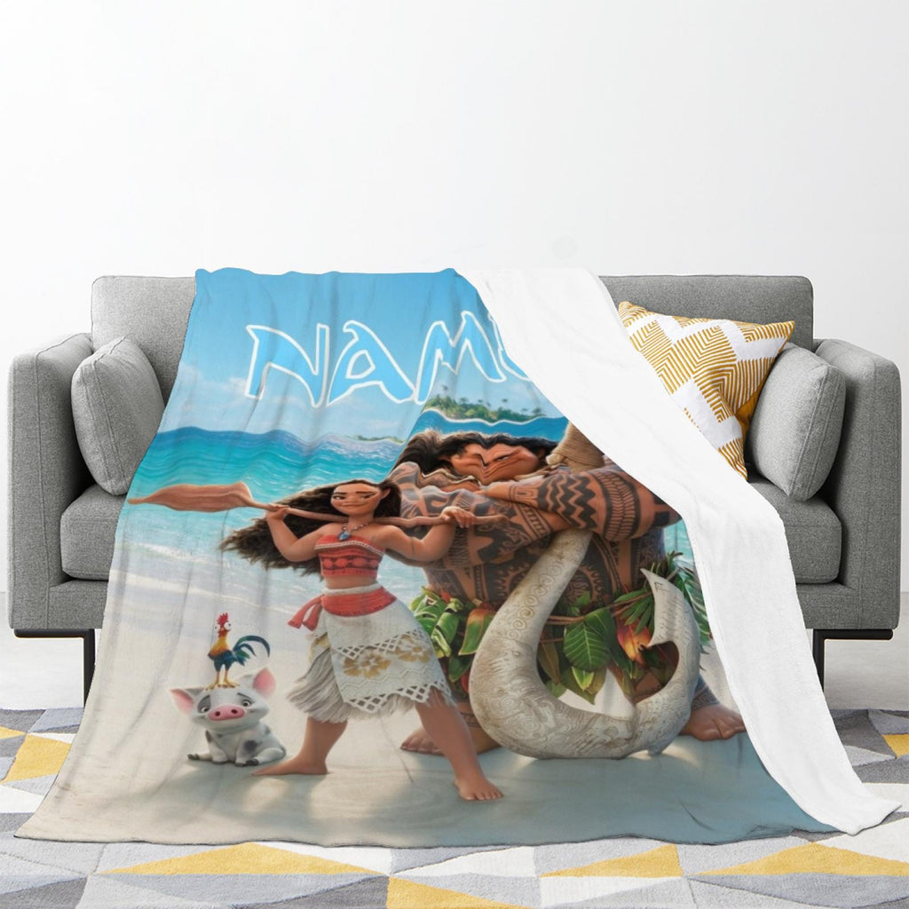 Personalized Island Adventure Blanket, Custom Kids Blanket, Tropical Beach Throw, Birthday Gift for Kids