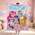 Personalized Pony Blanket, Custom Girl Blanket, Rainbow Kids Throw, Cute Birthday Gift