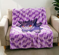 Haunter Pokemon Blanket Soft Throw, Purple Checkered Ghost Character Throw, Gift For Anime Fan