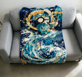 Squirtle Ukiyo‑e Blanket Soft Throw, Japanese Wave Art Pokemon Throw, Gift For Anime Fan