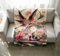 Sylveon Ukiyo Art Throw, Japanese Cherry Blossom Anime Blanket (Soft Flannel)