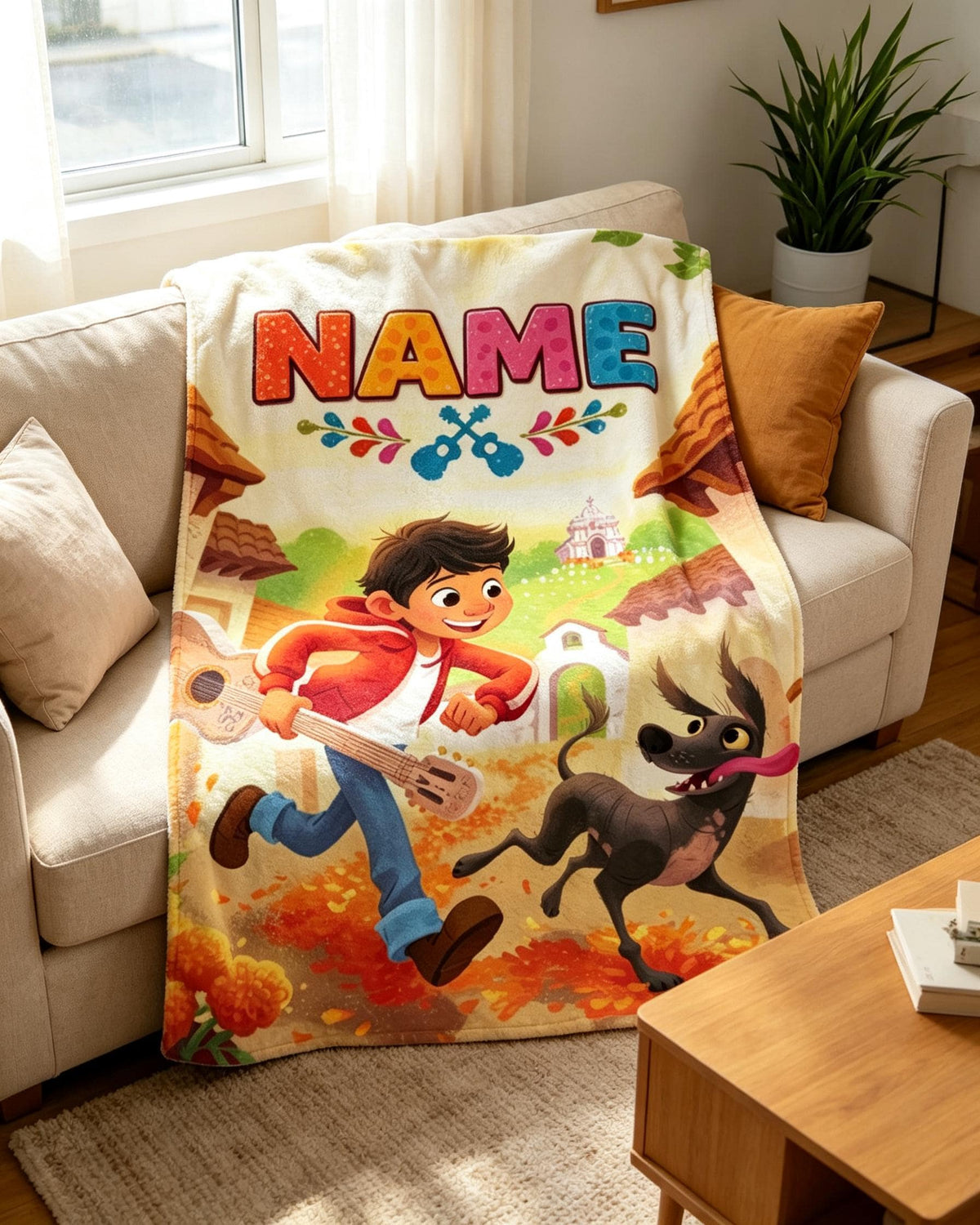 Personalized Coco Movie Blanket Soft Throw Vibrant Art Bedroom Present