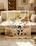 Custom Name Looney Tunes Baby Blanket Soft Throw Fluffy Plush Keepsake Gift
