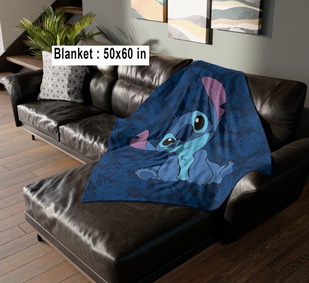 Cute Stitch Magic Kingdom Fleece Blanket, Disneyland Lilo and Stitch Blanket, Stitch Cartoon Movie Blanket, Disneyland Christmas Gifts